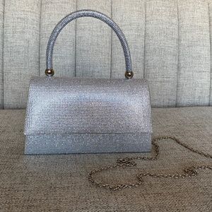 Silver rhinestone chain purse